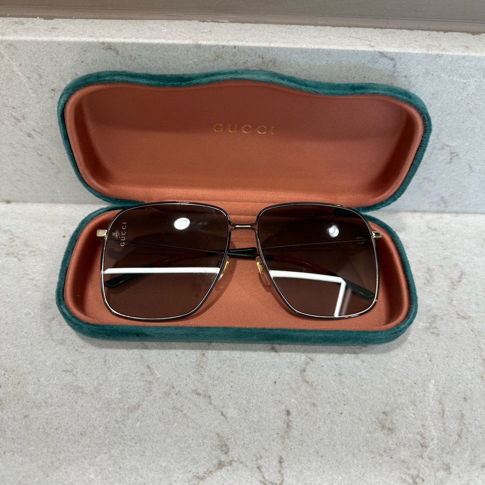 Gucci Aviators Gold and Brown Sunglasses